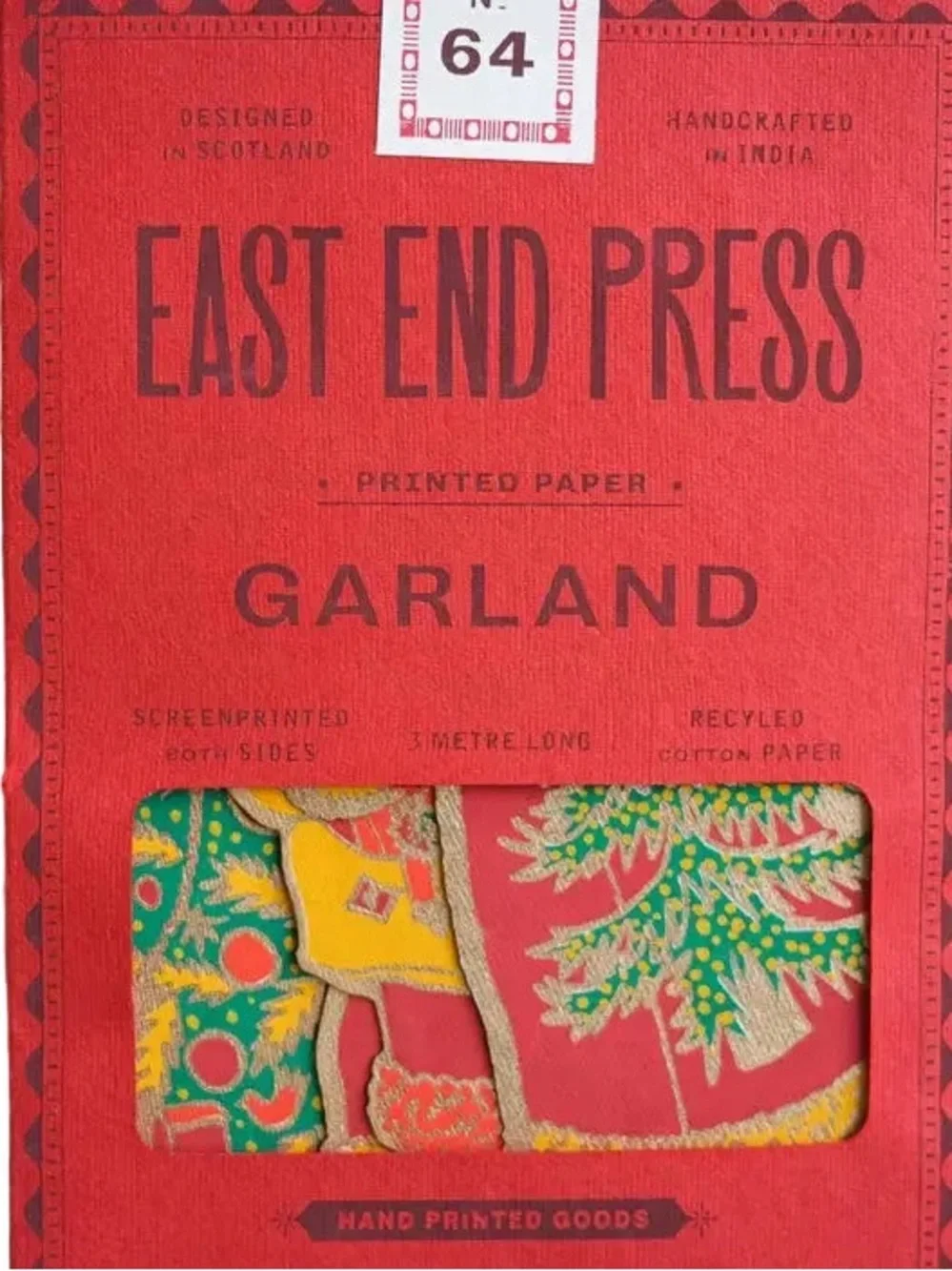 NWT East End Press Christmas Paper Garland No. 47 Handmade 3 Meter Holiday Decor